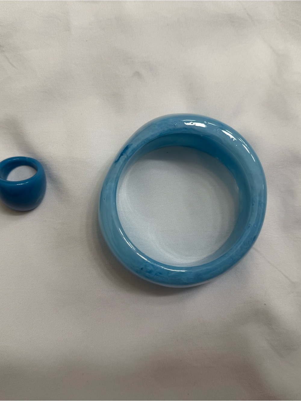 Blue Resin Bangle and Ring Set